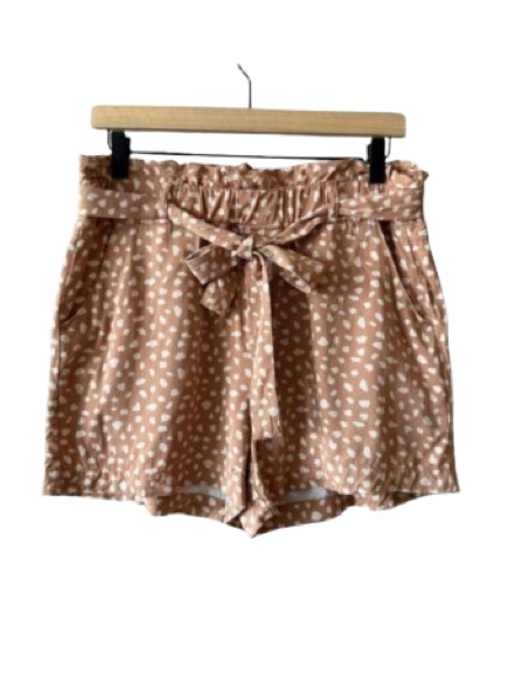 Women's L Thread & Supply Paperbag Style Pull-on Shorts Light Brown